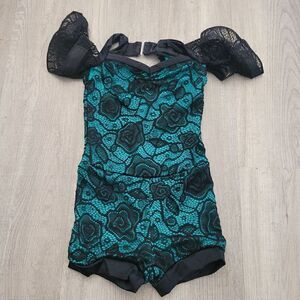 Weissman catalog costume green and black biketard child extra small NWOT